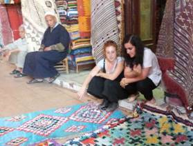 Becca Miller and Anush with rag rugs in Marr 2013-06-08 06
